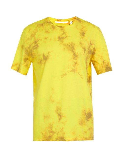Matchesfashion.com Helmut Lang - Logo Print Tie Dye Cotton T Shirt - Mens - Yellow