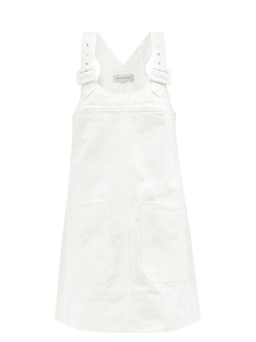 Lee Mathews - Quincy Mini Apron Tunic Denim Dress - Womens - Ivory