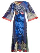 Matchesfashion.com Etro - Patchwork Print Silk Chiffon Dress - Womens - Blue Multi
