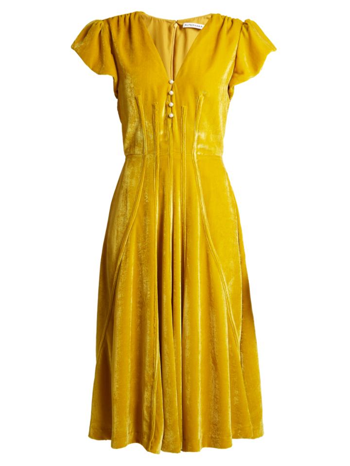 Altuzarra Camilla V-neck Velvet Midi Dress