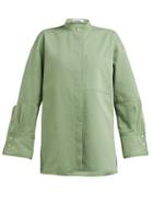 Matchesfashion.com Jil Sander - Gloria Oversized Cotton Blend Shirt - Womens - Green
