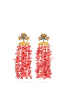 Matchesfashion.com Begum Khan - King Crab Amalfi Beaded 24kt Gold-plated Earrings - Womens - Green Multi