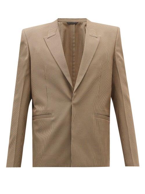 Givenchy - Oversized-shoulder Houndstooth-twill Blazer - Mens - Camel Check