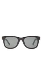 Matchesfashion.com Saint Laurent - Logo Engraved Acetate Sunglasses - Mens - Black