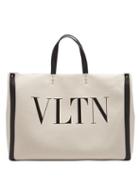Matchesfashion.com Valentino - Vltn Canvas Tote Bag - Womens - Black / Cream