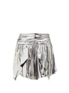 Matchesfashion.com Isabel Marant - Kira Metallic Silk Blend Mini Skirt - Womens - Silver