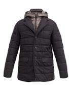 Matchesfashion.com Herno - Single-breasted Quilted-down Wool-blend Jacket - Mens - Dark Grey