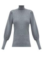 Matchesfashion.com Cefinn - Ribbed Roll Neck Wool Sweater - Womens - Grey