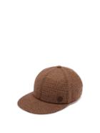 Matchesfashion.com Maison Michel - Hailey Dogstooth Wool Blend Cap - Womens - Brown