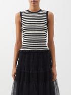 Molly Goddard - Mila Striped Rib-knitted Cotton-blend Sweater Vest - Womens - Black Cream