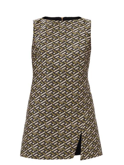 Versace - La Greca-jacquard Mini Dress - Womens - Multi