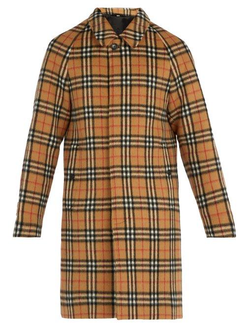 Matchesfashion.com Burberry - Vintage Check Alpaca Blend Car Coat - Mens - Camel