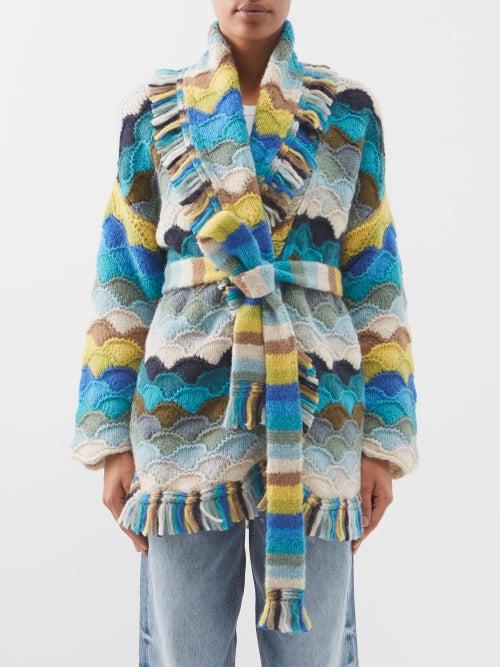 Alanui - Under The Northern Sky Alpaca-blend Cardigan - Womens - Blue Multi
