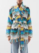 Alanui - Under The Northern Sky Alpaca-blend Cardigan - Womens - Blue Multi