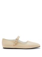 Ladies Shoes The Row - Ava Square-toe Leather Mary Jane Flats - Womens - Cream