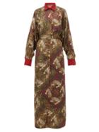 Matchesfashion.com F.r.s - For Restless Sleepers - Febo Belted Tiger Print Cloqu Gown - Womens - Green Multi