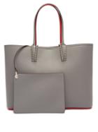 Matchesfashion.com Christian Louboutin - Cabata Spike Embellished Leather Tote - Womens - Light Grey