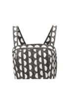 Three Graces London - Nineve Embroidered-cotton Cropped Top - Womens - Black White