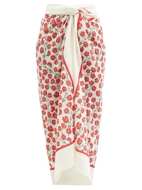 Matchesfashion.com Agua By Agua Bendita - Lavanda Floral-print Cotton-voile Sarong - Womens - White Print