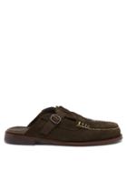 Hereu - Barraca Backless Leather Loafers - Mens - Olive Green