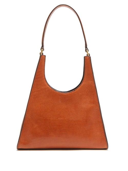 Matchesfashion.com Staud - Rey Lizard Effect Leather Shoulder Bag - Womens - Tan