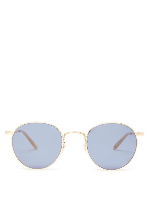 Matchesfashion.com Garrett Leight - Wilson 49 Round Frame Sunglasses - Mens - Gold