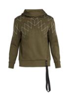 Matchesfashion.com Blackbarrett By Neil Barrett - Line Print Jersey Hooded Sweatshirt - Mens - Khaki