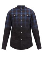 Matchesfashion.com Balmain - Faded Checked Cotton Shirt - Mens - Black Blue