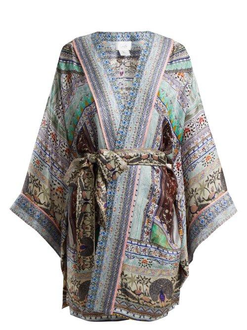 Matchesfashion.com Camilla - The King And I Tie Waist Kimono - Womens - Black Green