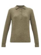 Matchesfashion.com Nili Lotan - Cashmere Long-sleeved Polo Shirt - Womens - Khaki