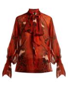 Matchesfashion.com Petar Petrov - Bea Snake Print Pussy Bow Silk Blouse - Womens - Red Multi