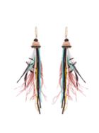 Etro Bead And Feather-embellished Drop Earrings