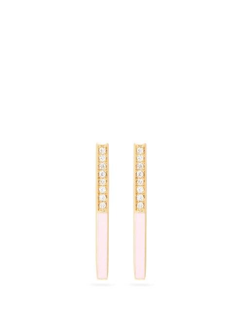 Matchesfashion.com Alison Lou - Linear Medium Diamond And 14kt Gold Earrings - Womens - Pink