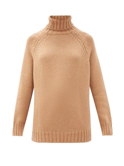 Matchesfashion.com Johnstons Of Elgin - Sophia Roll-neck Cashmere Sweater - Womens - Camel