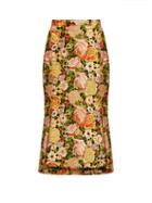Balenciaga Kick-hem Embroidered Silk Skirt