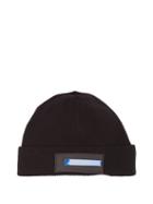 Matchesfashion.com Aries - Rubber-logo Wool-blend Beanie Hat - Mens - Black