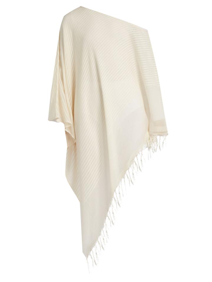 Su Syama Striped-cotton Asymmetric Cover-up