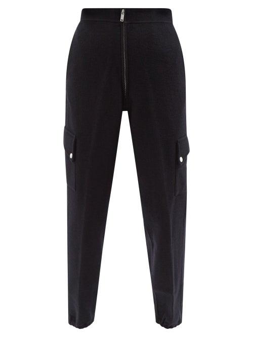 Jil Sander - Tapered Brushed-wool Cargo Track Pants - Womens - Dark Blue