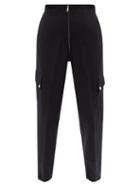 Jil Sander - Tapered Brushed-wool Cargo Track Pants - Womens - Dark Blue
