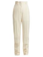 Matchesfashion.com Lemaire - High Waist Tailored Wool Trousers - Womens - Cream