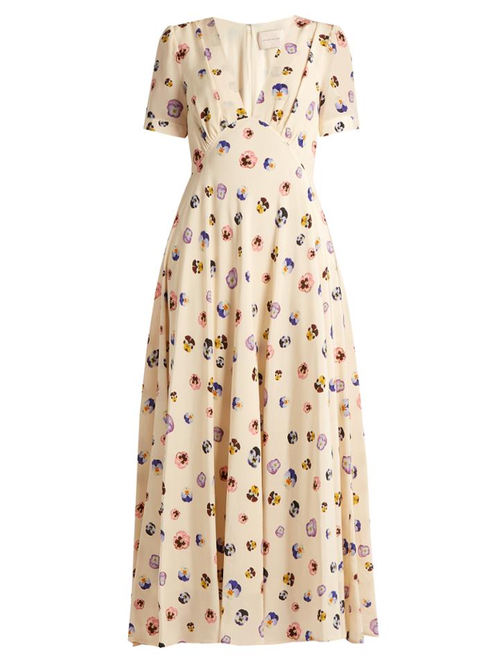 Christopher Kane V-neck Pansy-print Silk Dress