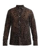 Matchesfashion.com 73 London - Leopard-print Velvet-devor Shirt - Mens - Brown Multi