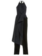 Matchesfashion.com Roland Mouret - Bennett Raindrop Jacquard Jumpsuit - Womens - Navy Multi