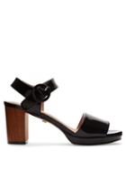 Matchesfashion.com Alexachung - Patent Leather Block Heel Sandals - Womens - Black