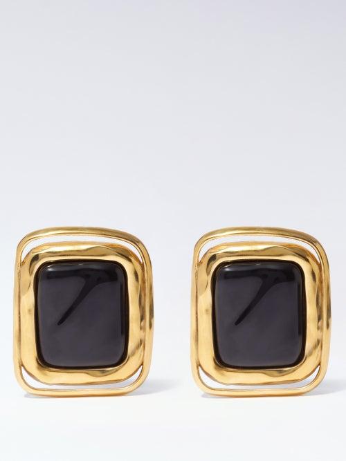 Saint Laurent - Arty Clip Earrings - Womens - Black Gold