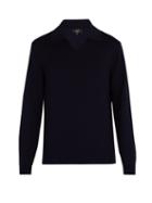 Matchesfashion.com Dunhill - Spread Collar Wool Sweater - Mens - Navy