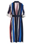 Matchesfashion.com Natasha Zinko - Tie Waist Striped Geometric Jacquard Robe - Womens - Multi