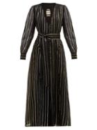 Matchesfashion.com Blaz Milano - Medusa Metallic Stripe Jacquard Cotton Blend Gown - Womens - Black