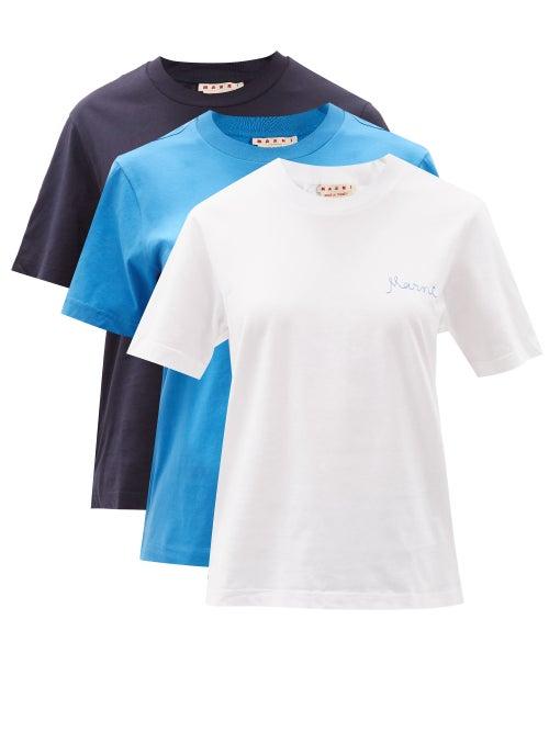 Matchesfashion.com Marni - Pack Of Three Logo-embroidered Jersey T-shirts - Womens - Multi
