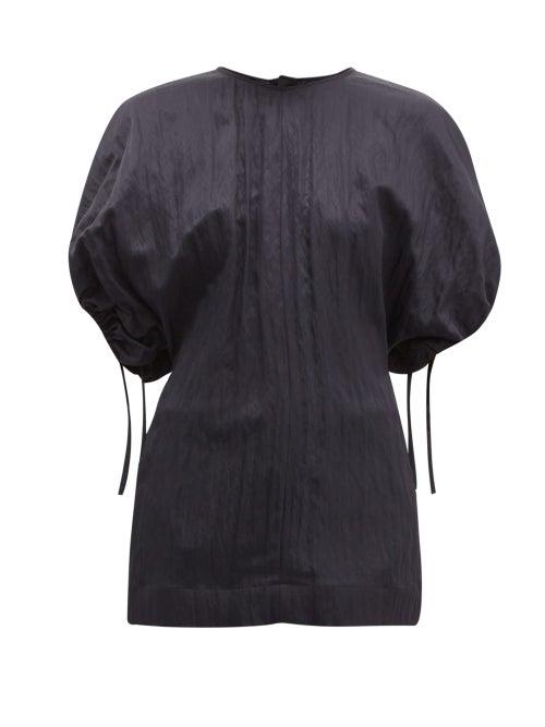 Matchesfashion.com Jil Sander - Loretta Dolman Sleeve Wrinkled Twill Top - Womens - Dark Navy